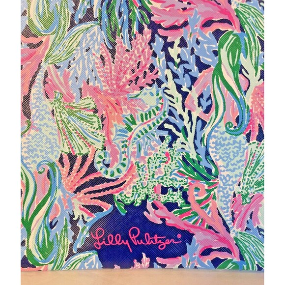 Lilly Pulitzer Multicolor Gold Detail Makeup Travel Zip Bag  Marine Coastal New - Picture 3 of 13
